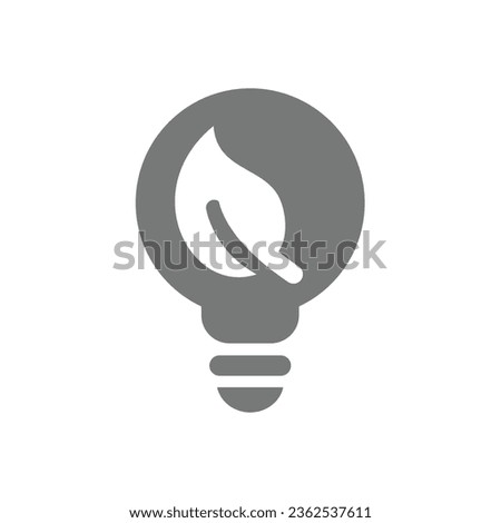 Energy efficient lightbulb with leaf vector icon. Sustainable, power in nature, green energy symbol.