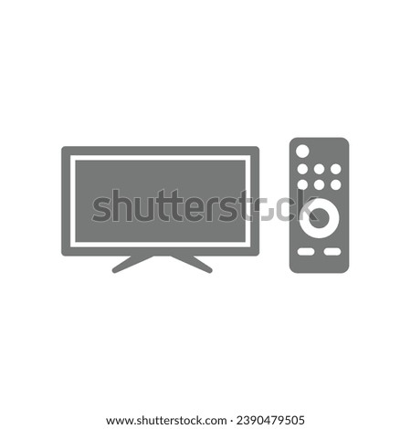 Tv screen and remote control vector icons. Television cable provider service icon.