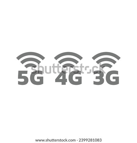 3G, 4G, and 5G vector icon set. Three G, four G and five G icons.