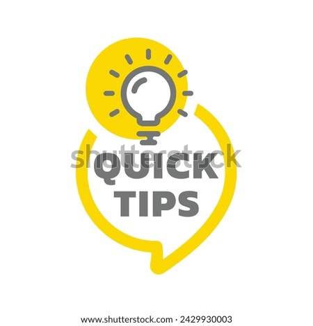 Quick tips vector bubble. Marketing template banner with lightbulb.