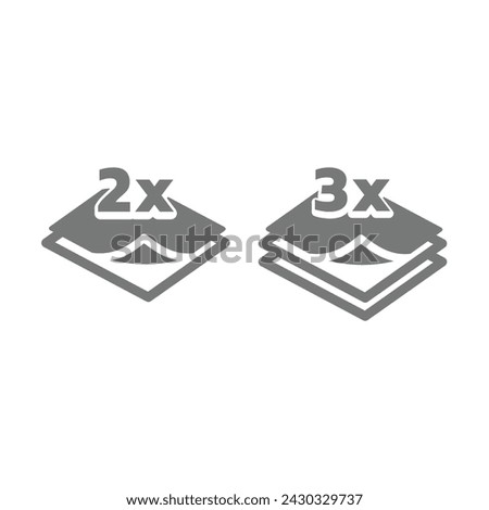Two and three layers vector icon set. Layer material or paper symbol.