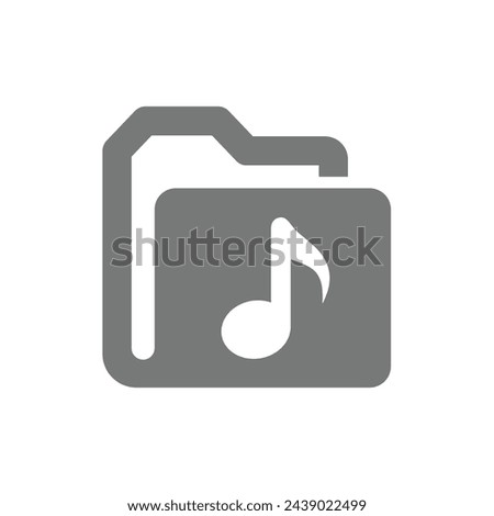 Music file vector icon. Folder with musical note symbol.