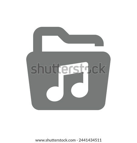 Music file or folder vector icon. Musical data and note symbol.