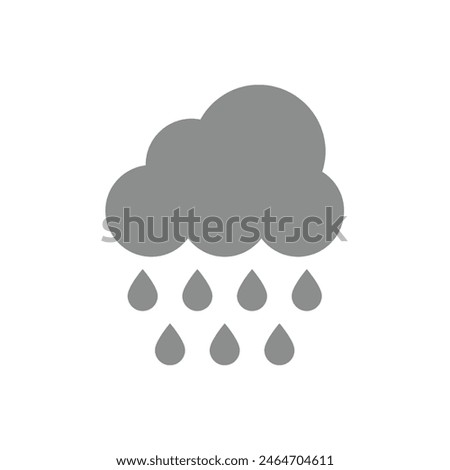 Cloud and rain drops vector icon. Rainy weather and forecast symbol.