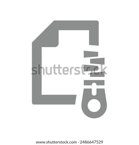 Zipped file vector icon. Zip archive document data  compression symbol.