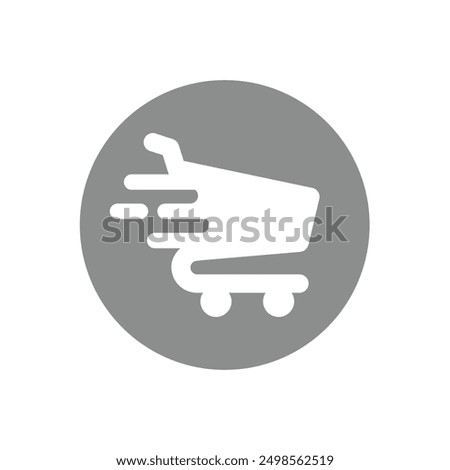 Fast shopping cart in circle. Easy online shopping symbol.