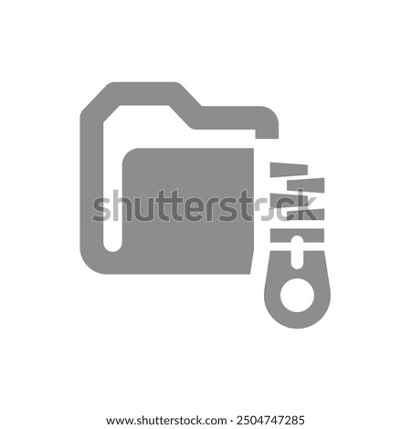 Zipped folder vector icon. Archive file, zip and zipper.