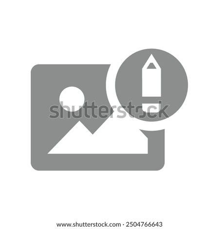 Photo edit vector icon. Image retouch or editing with pencil symbol.