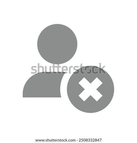 Delete account vector icon. User profile rejected, canceled or not accepted.