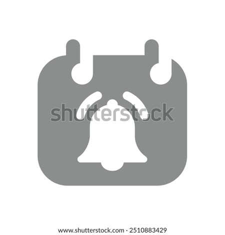 Calendar bell reminder vector icon. Schedule, alarm filled symbol.