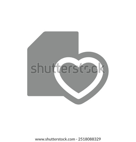 Favorite file vector icon. Hearted, heart or love marked symbol.