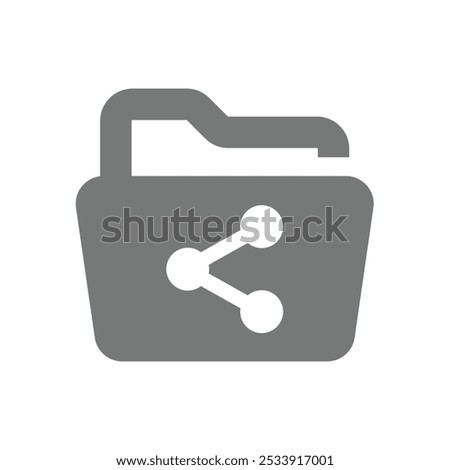 Computer file folder with share symbol. Sharing vector icon.