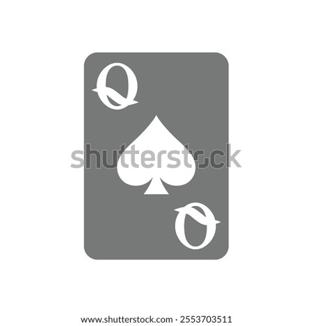 Queen of spades playing card. Simple poker or gambling symbol.