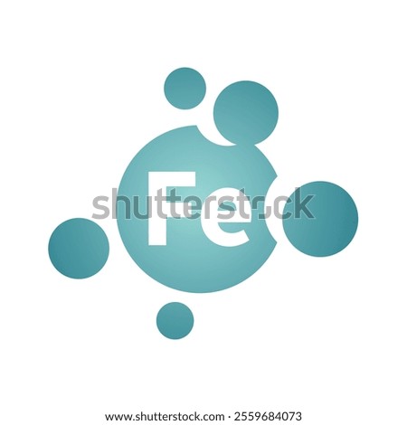 Fe pill or drug supplement vector icon. Ferrous sulfate or iron nutritional supple drop.