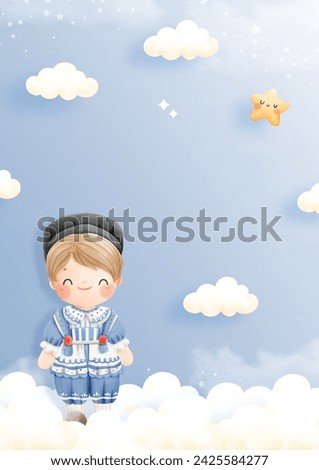The Netherlands With Dutch Boy, Watercolor Vector Illustration