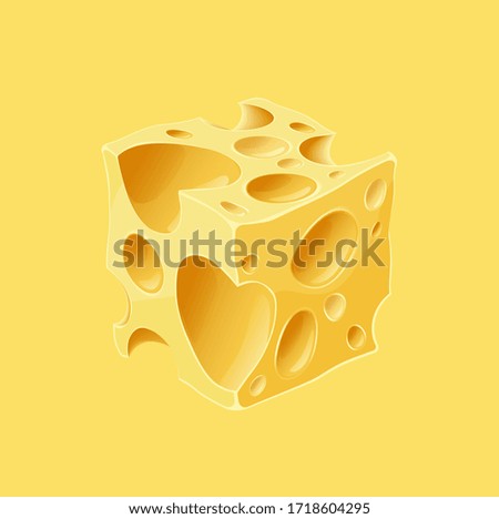 Fresh tasty cheese on a yellow background