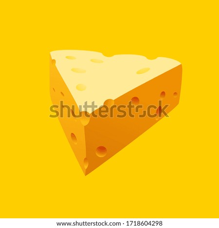 Fresh tasty cheese on a yellow background