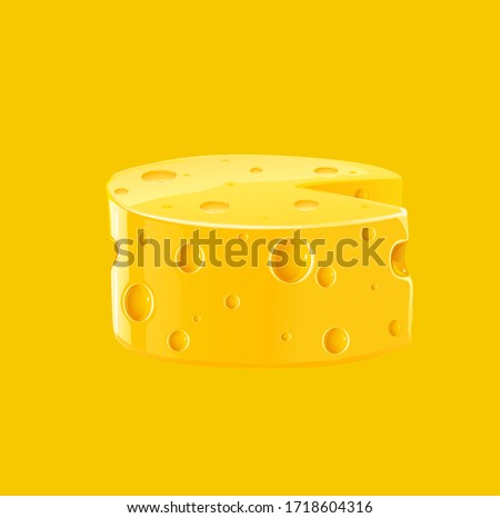 Fresh tasty cheese on a yellow background