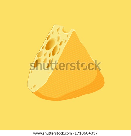 Fresh tasty cheese on a yellow background