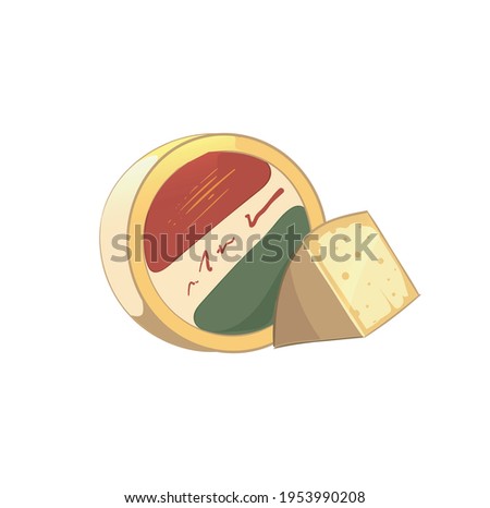 bright beautiful juicy illustration of cheese on the background