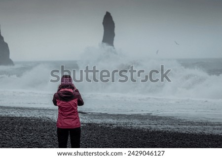 Similar – Image, Stock Photo Woman photographing rocky formations on smartphone