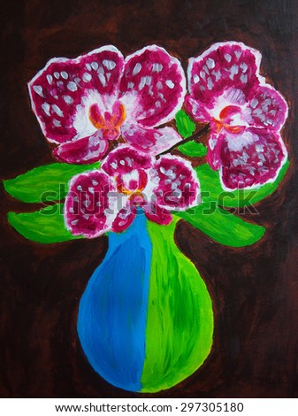acrylic arts orchid flowers painting
