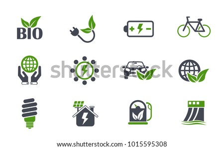 alternative energy simple vector icons in two colors