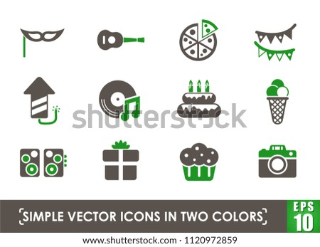 party simple vector icons in two colors