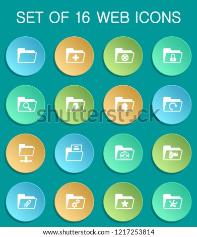 folder web icons on colorful round buttons