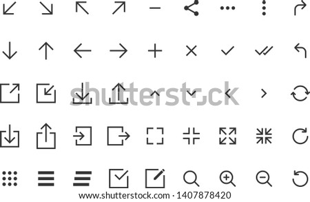 arrows and signs web buttons. user interface elements. arrows and signs outline vector icons for web, mobile and ui design