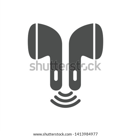 portable bluetooth wireless mini headphones with radio waves vector icon isolated on white background. web icon for mobile and ui design