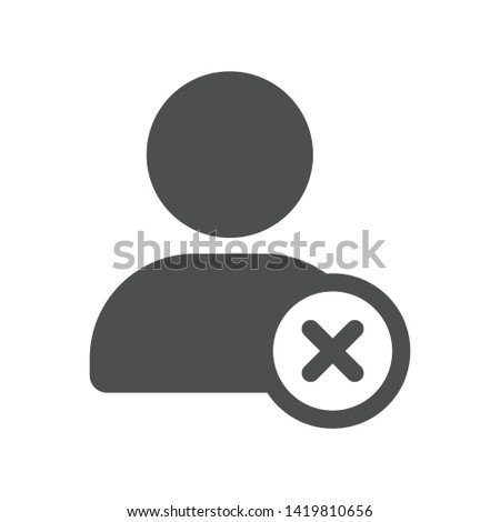 user account profile ui web button with cancel cross sign isolated on white background. ui elements. social media user vector icon for web, mobile and ui design
