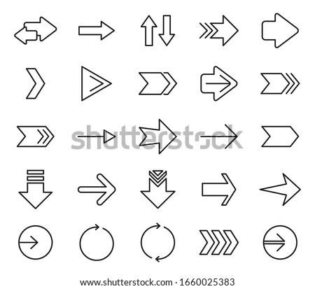 Different arrows outline icons. Set of 25 high quality web icons for mobile apps, ui design and print products