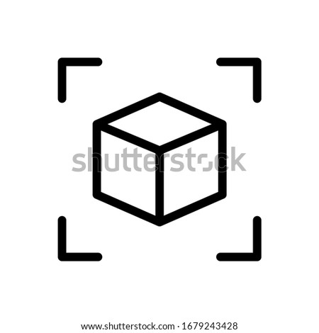 Augmented reality 3d object outline vector icon isolated on white background. AR and virtual reality line icon for web design, mobile apps, ui design and print. Futuristic technology concept Stok fotoğraf © 