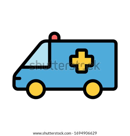ambulance mini bus lineal color vector icon isolated on white. ambulance flat icon for web, mobile and user interface design. medical healthcare business concept