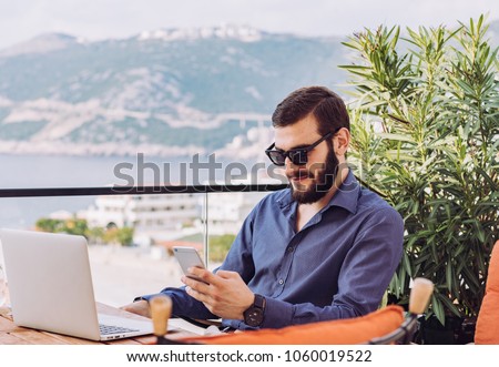 Image, Stock Photo Bussy young man laptop