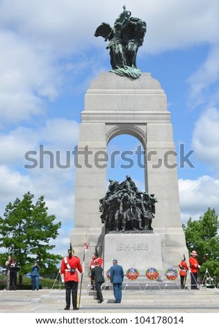 OTTAWA, ONTARIO, CANADA - MAY 31: laying of the wreath at the 110th Anniversary of the South African War commemorative ceremony,  National War Memorial  on May 31, 2012 in  Ottawa, Ontario Canada,