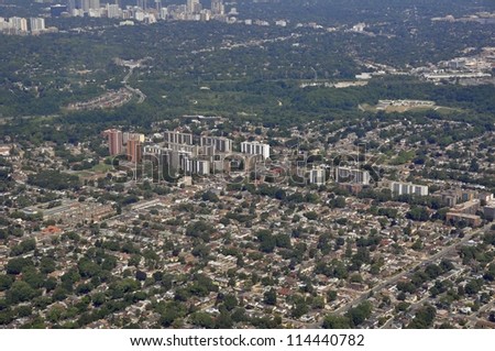 aerial view of Riverdale and East York area, Toronto Ontario Canada