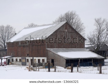 Barn building in Winter season