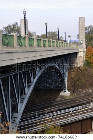 vehicle and railroad bridges in Hamilton Ontario