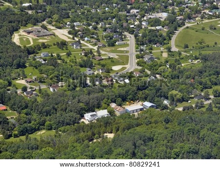 aerial view of Gore Bay, Manitoulin Island Ontario Canada