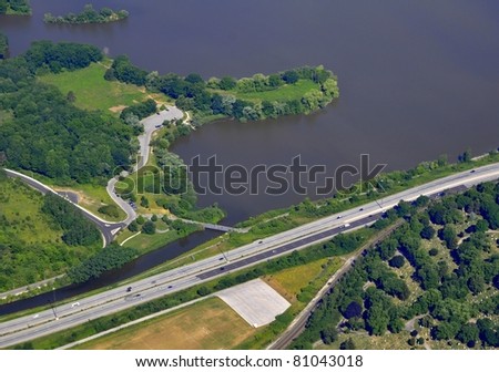 aerial view of Princess Point in Cootes paradise in Hamilton Ontario, Canada