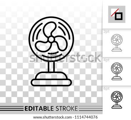 Blower thin line icon. Outline web sign of ventilator. Fan linear pictogram with different stroke width. Simple vector symbol, transparent background. Blower editable stroke icon without fill