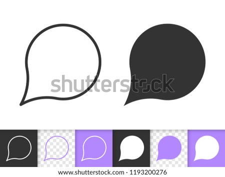 Speech Bubble black linear and glyph icons. Thin line comic tell sign. Chat outline pictogram isolated on white transparent backdrop. Vector Icon shape of clean messege banner simple symbol closeup