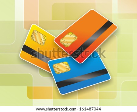 illustration of three chip cards with magnetic strip