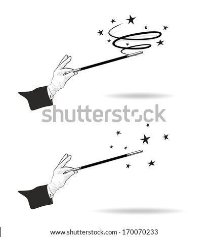 effective magic trick with hands in gloves and twisting magic wand