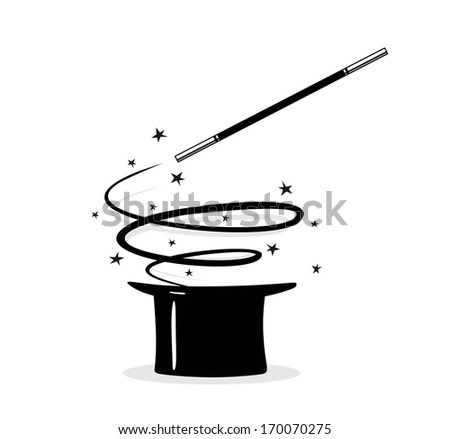 effective magic trick with cylinder and twisting magic wand