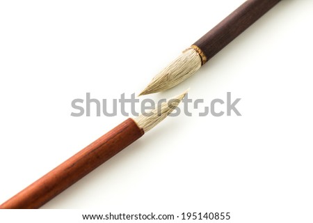 Writing brush on white isolated