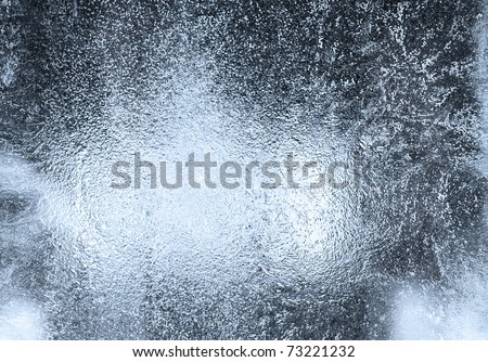 Glass covered with ice during the severe frosts in winter