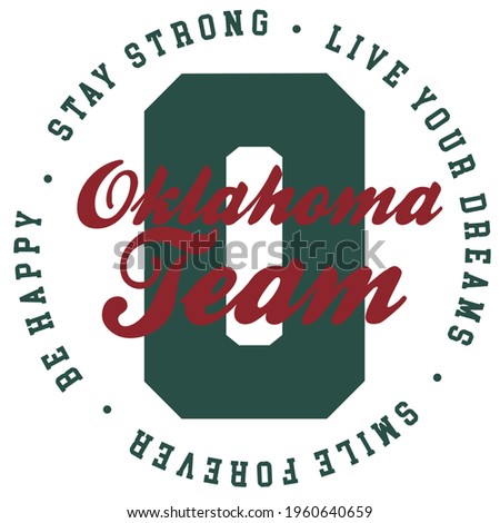 Vintage college varsity font typography Oklahoma slogan vector print for man woman tee - t shirt and sweatshirt